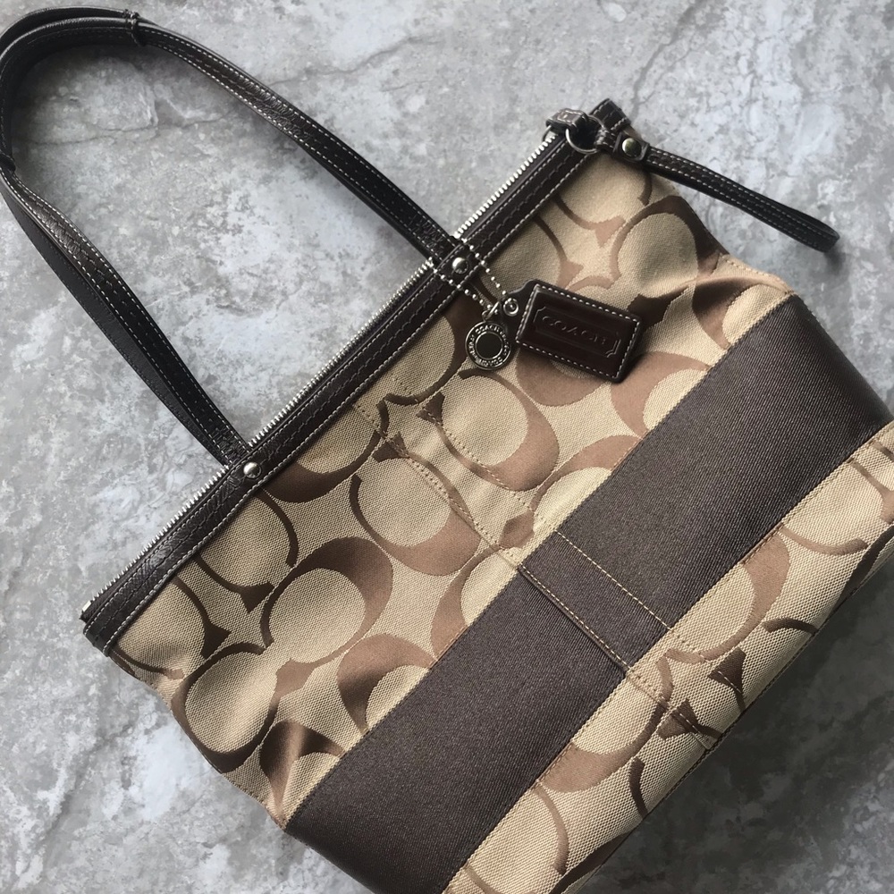 SALE!!- Coach Mahogany Signature Stripe Tote Purse